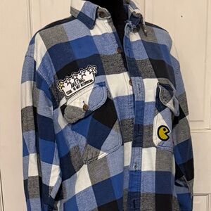 Blue and Black Plaid Casual Button Down Shirt